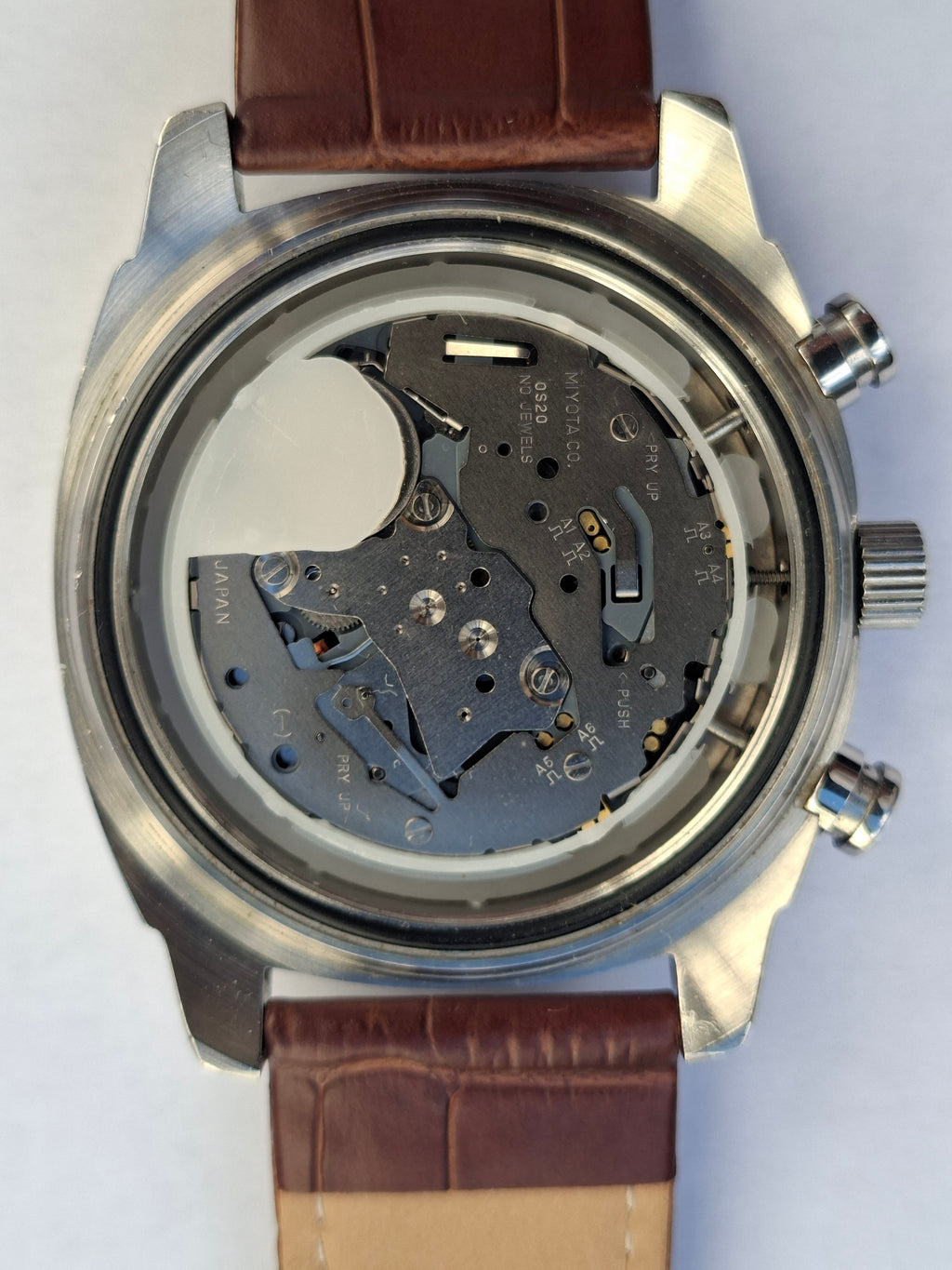 Simon Carter London Chronograph Watch Miyota OS20 Brown Dial 43mm New Strap