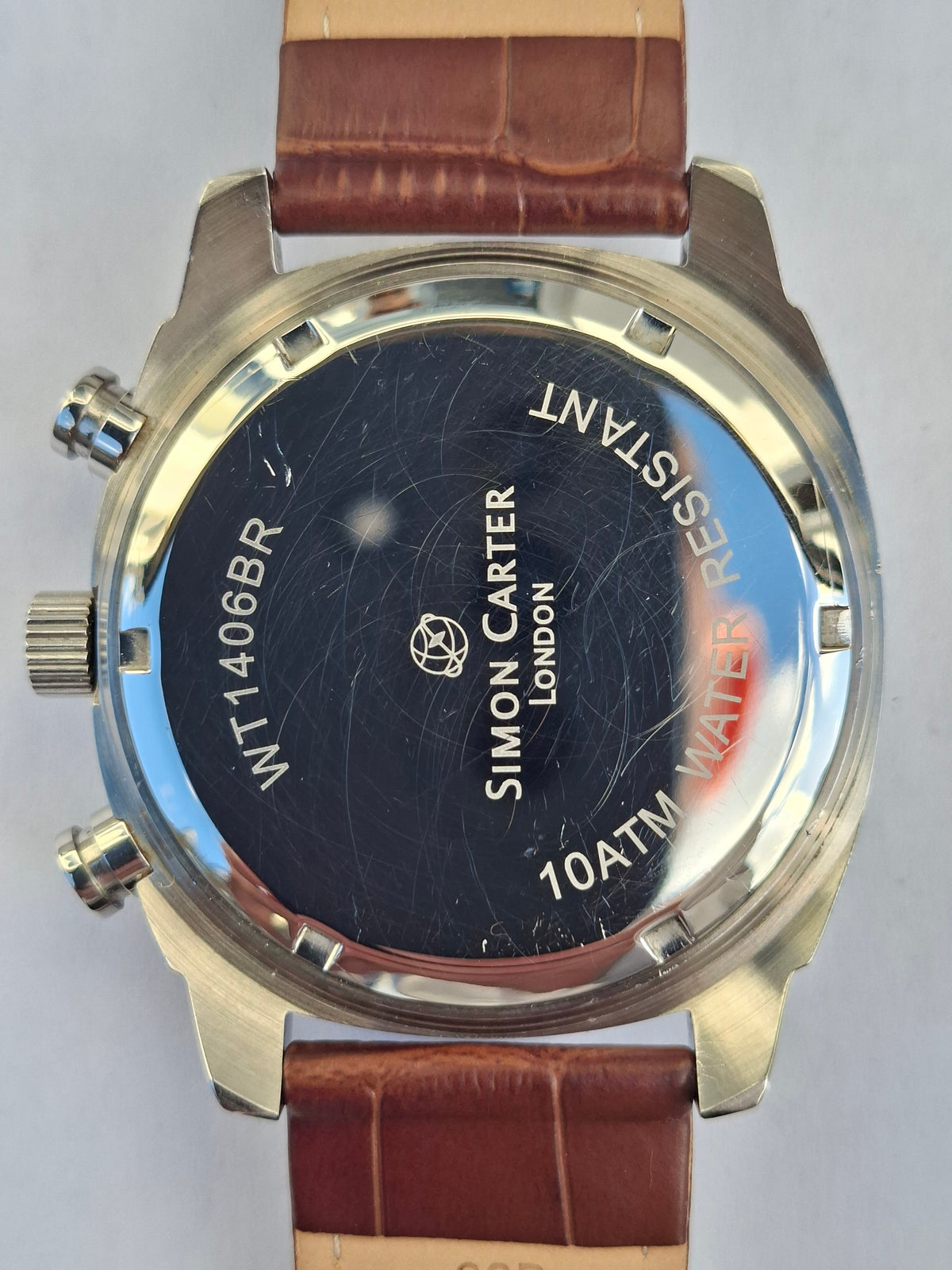 Simon Carter London Chronograph Watch Miyota OS20 Brown Dial 43mm New Strap