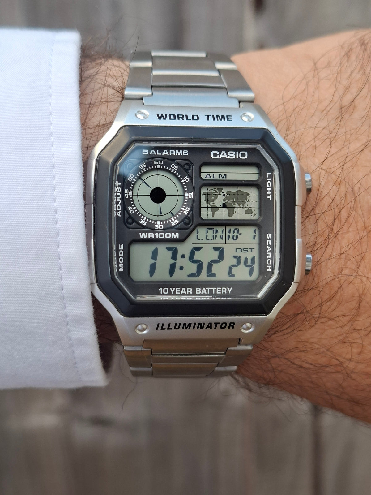 Casio AE-1200WH World Time Digital Watch 3299 Stainless Steel Bracelet 100M