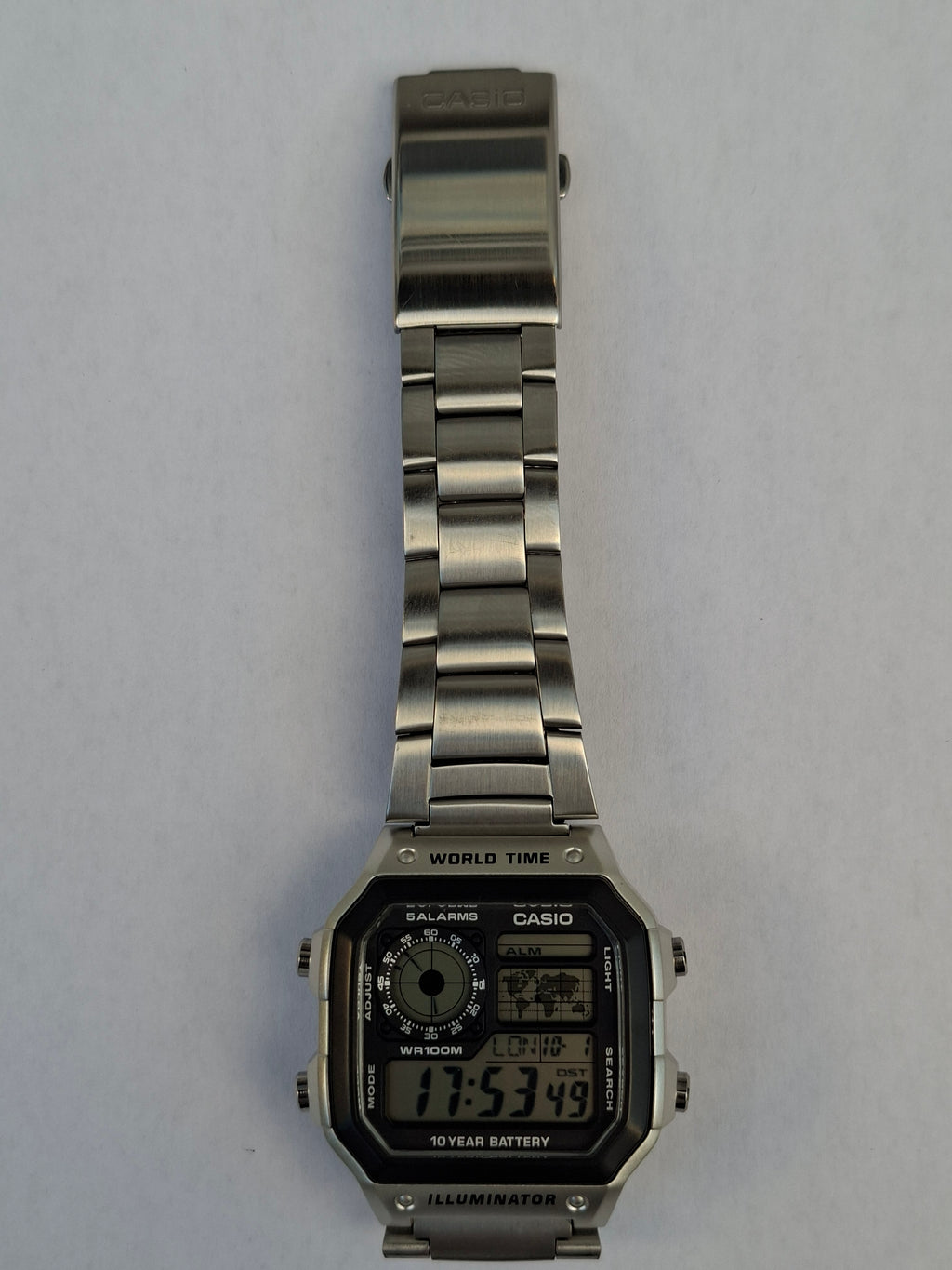 Casio AE-1200WH World Time Digital Watch 3299 Stainless Steel Bracelet 100M