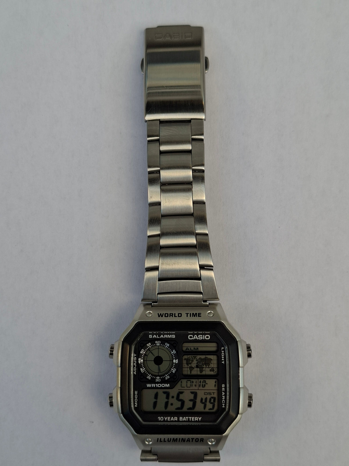 Casio AE-1200WH World Time Digital Watch 3299 Stainless Steel Bracelet 100M