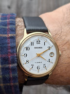 Vintage Sekonda USSR 17 J 2614.2H Manual Wind Date Watch Gold Tone 35mm