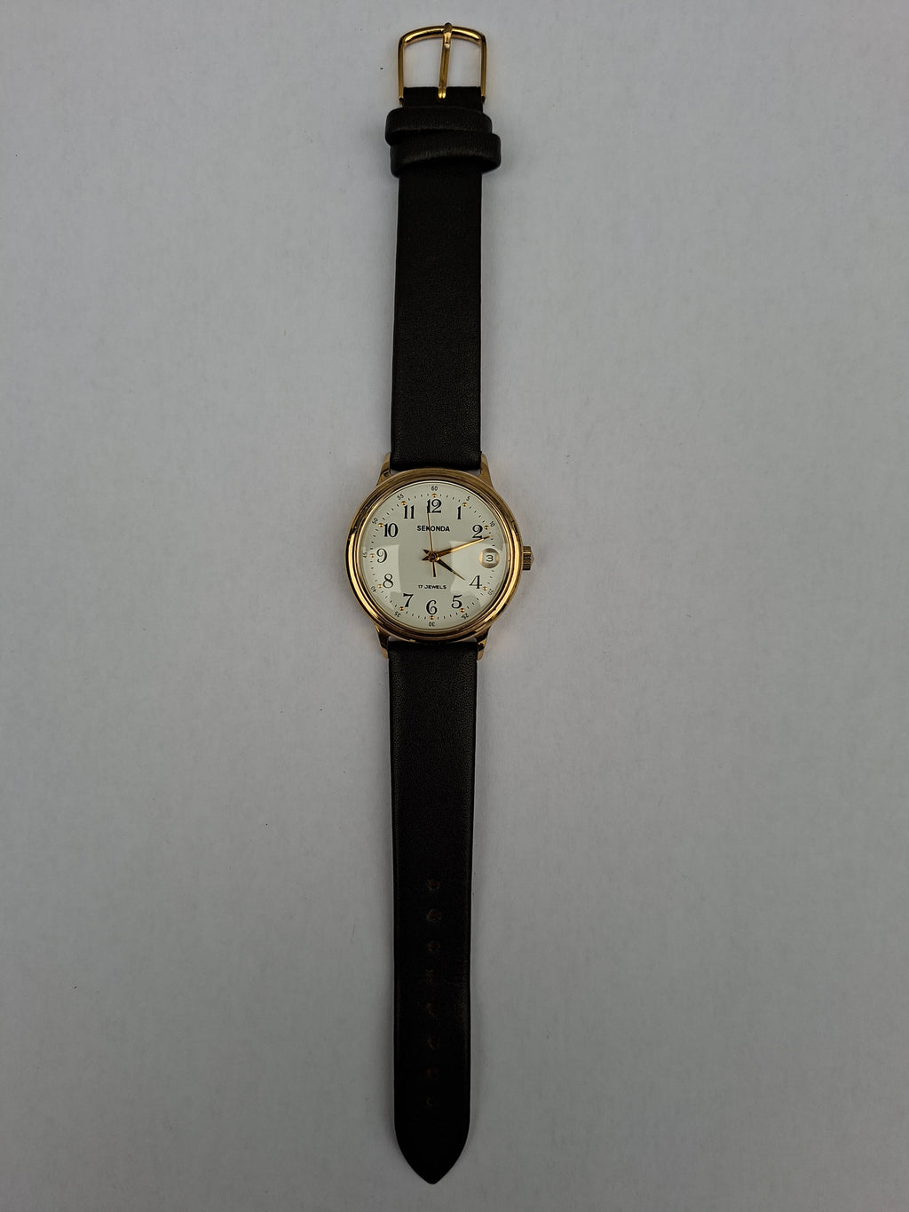 Vintage Sekonda USSR 17 J 2614.2H Manual Wind Date Watch Gold Tone 35mm