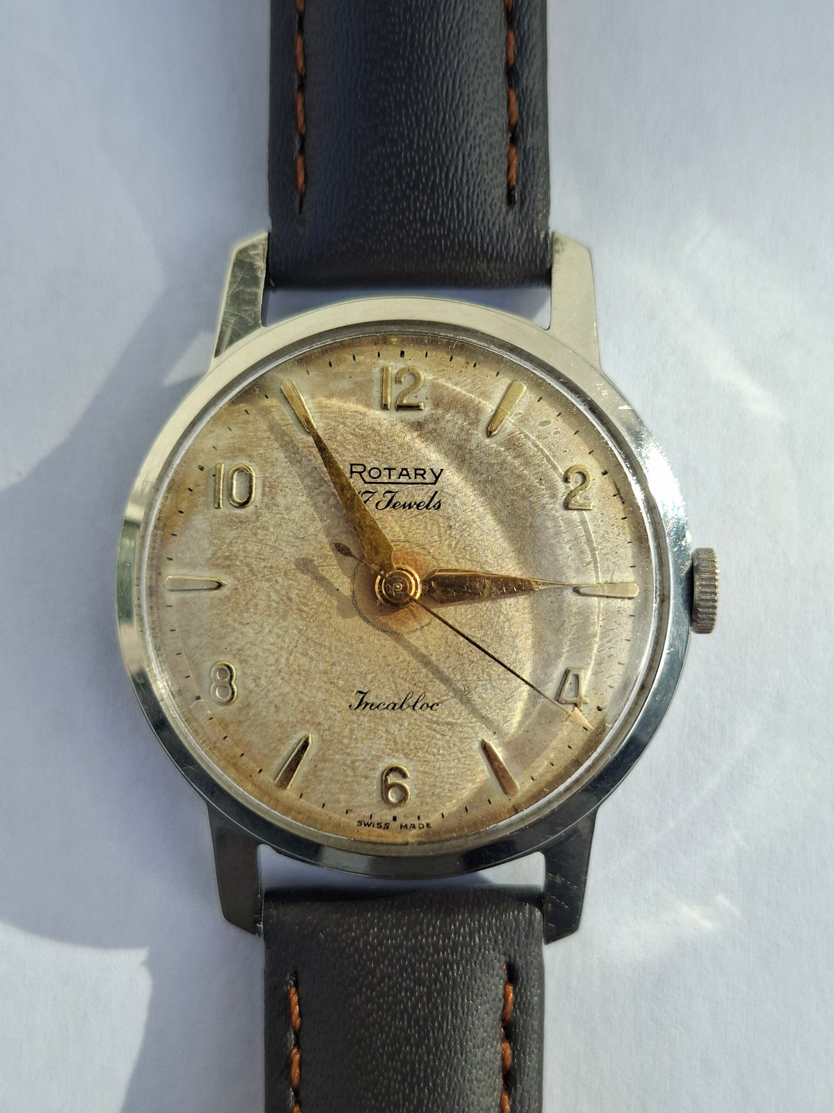 Vintage 1950s Rotary 17 Jewels Incabloc Swiss Watch Cal 425 32mm