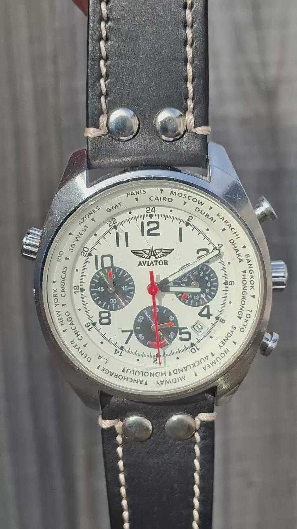 Aviator AVW5839G4 Seiko Chronograph Men's Quartz Watch 44mm New Renata Battery