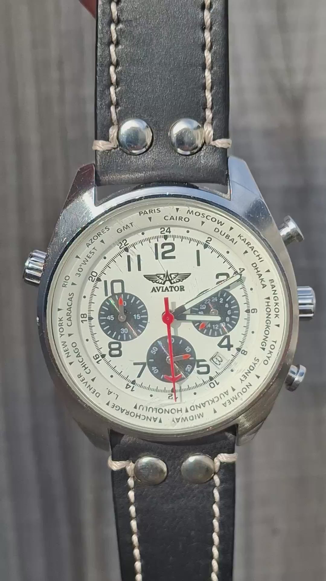 Aviator AVW5839G4 Seiko Chronograph Men's Quartz Watch 44mm New Renata Battery
