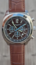Simon Carter London Chronograph Watch Miyota OS20 Brown Dial 43mm New Strap