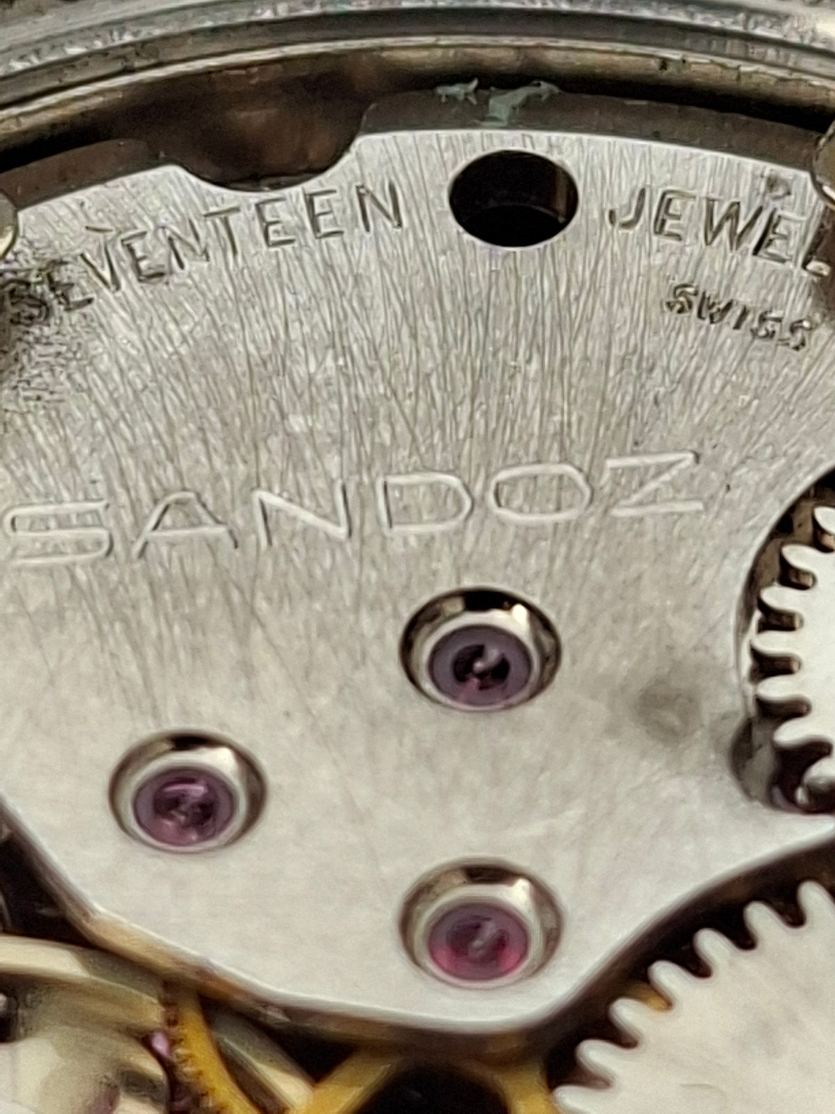 Vintage Henri Sandoz & Fils 17 Jewels Mechanical Swiss Watch 1970s All Stainless Steel