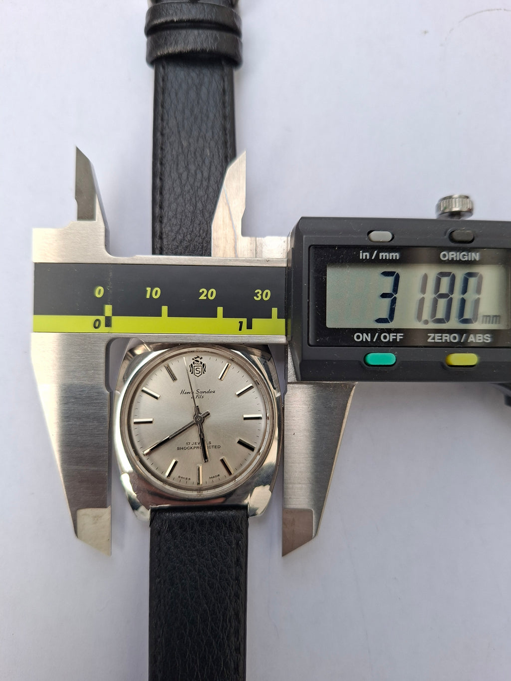 Vintage Henri Sandoz & Fils 17 Jewels Mechanical Swiss Watch 1970s All Stainless Steel