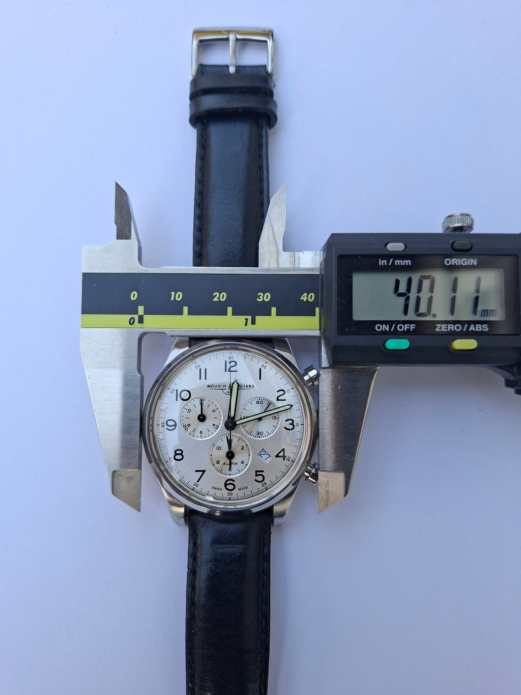 Mougin & Piquard for J.Crew Chronograph Watch Alarm Swiss Ronda 5130.D 40mm With Case