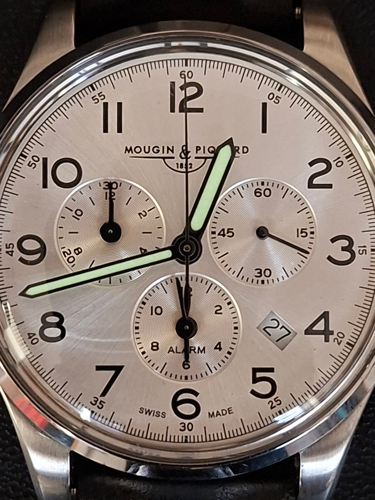 Mougin & Piquard for J.Crew Chronograph Watch Alarm Swiss Ronda 5130.D 40mm With Case
