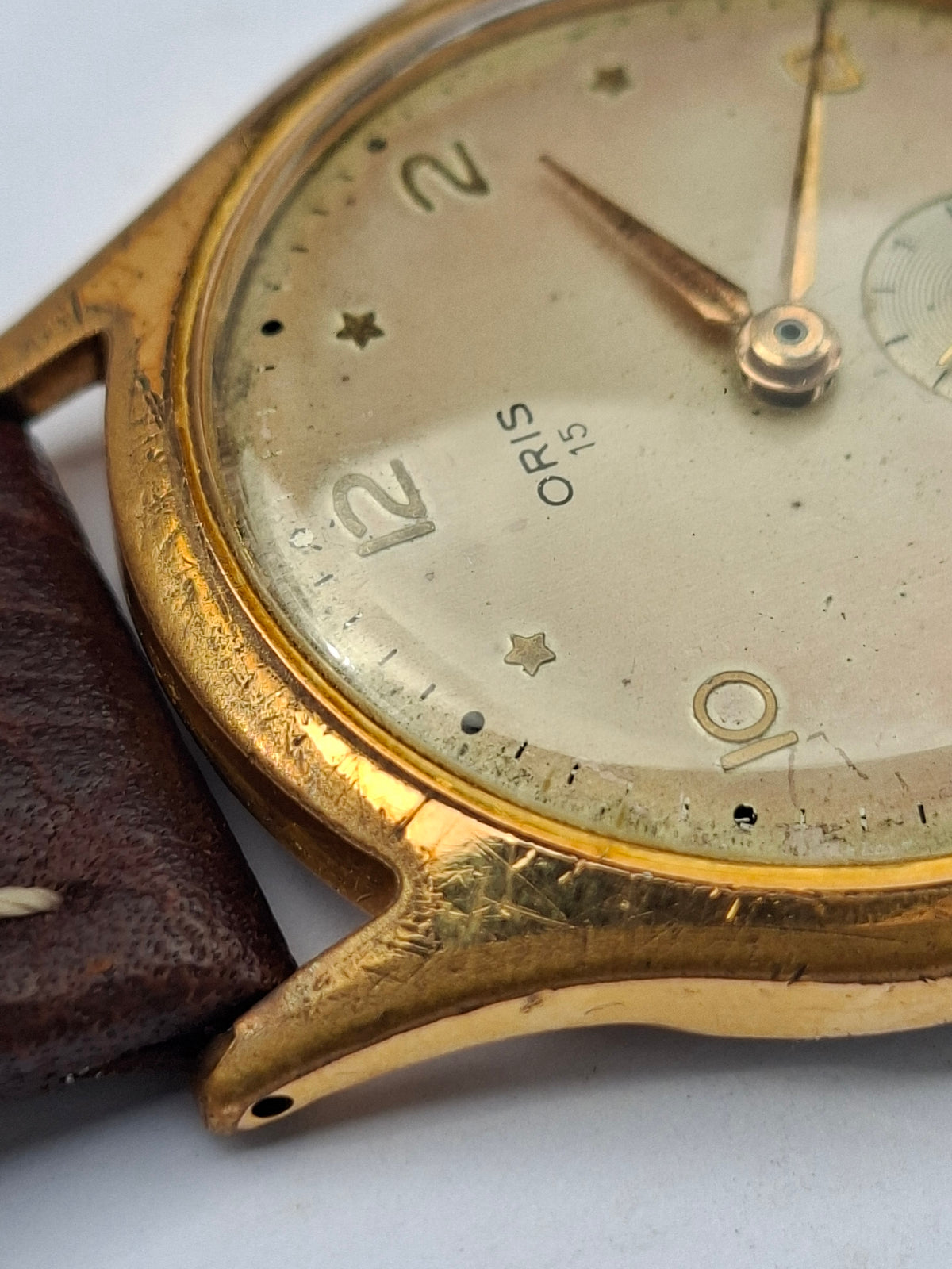 Vintage Oris 15 Jewels Star Dial Manual Wind Small Seconds Swiss Watch 1950s