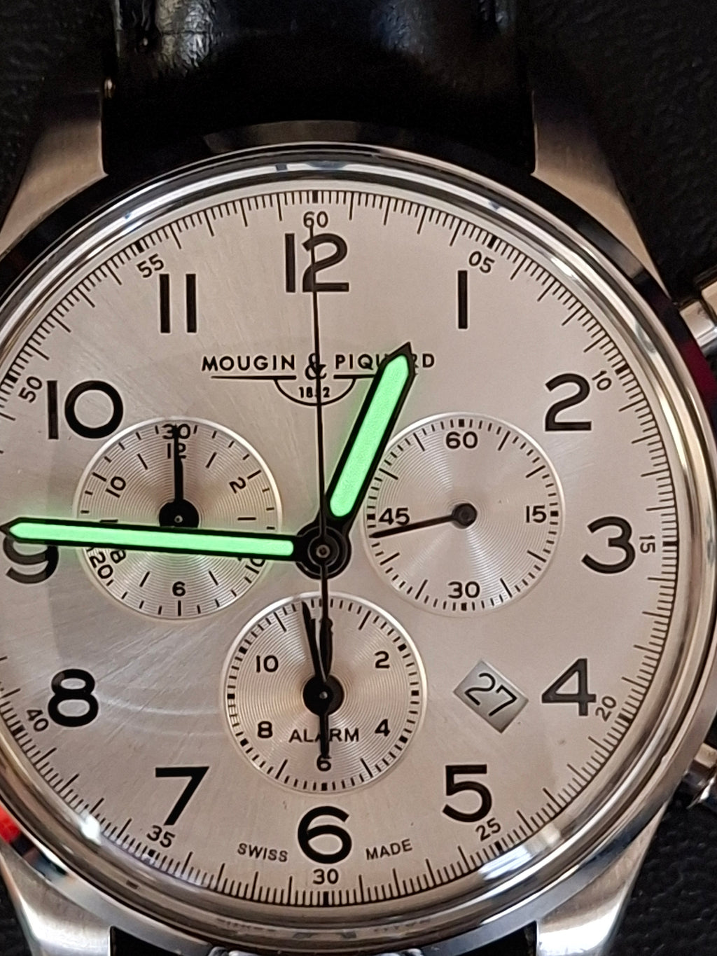 Mougin & Piquard for J.Crew Chronograph Watch Alarm Swiss Ronda 5130.D 40mm With Case