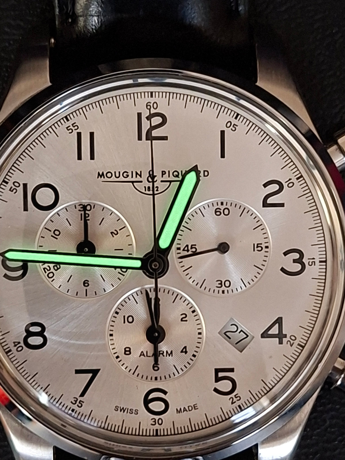 Mougin & Piquard for J.Crew Chronograph Watch Alarm Swiss Ronda 5130.D 40mm With Case