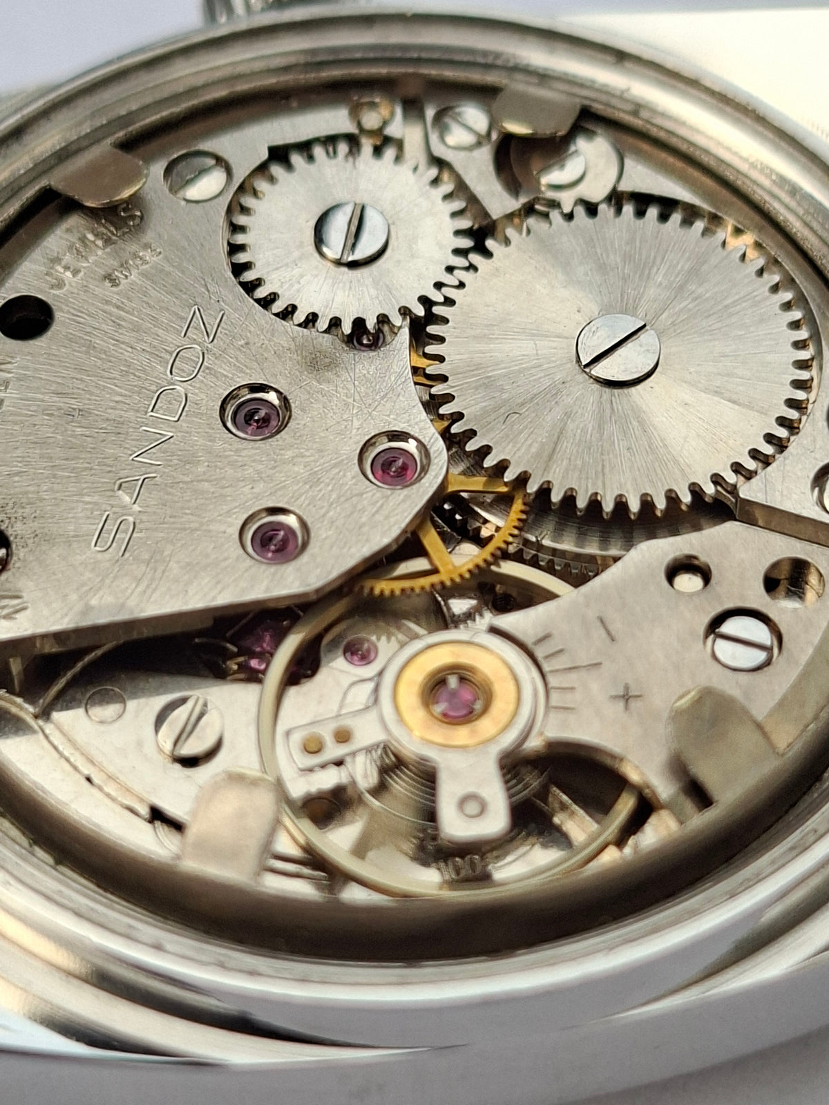 Vintage Henri Sandoz & Fils 17 Jewels Mechanical Swiss Watch 1970s All Stainless Steel