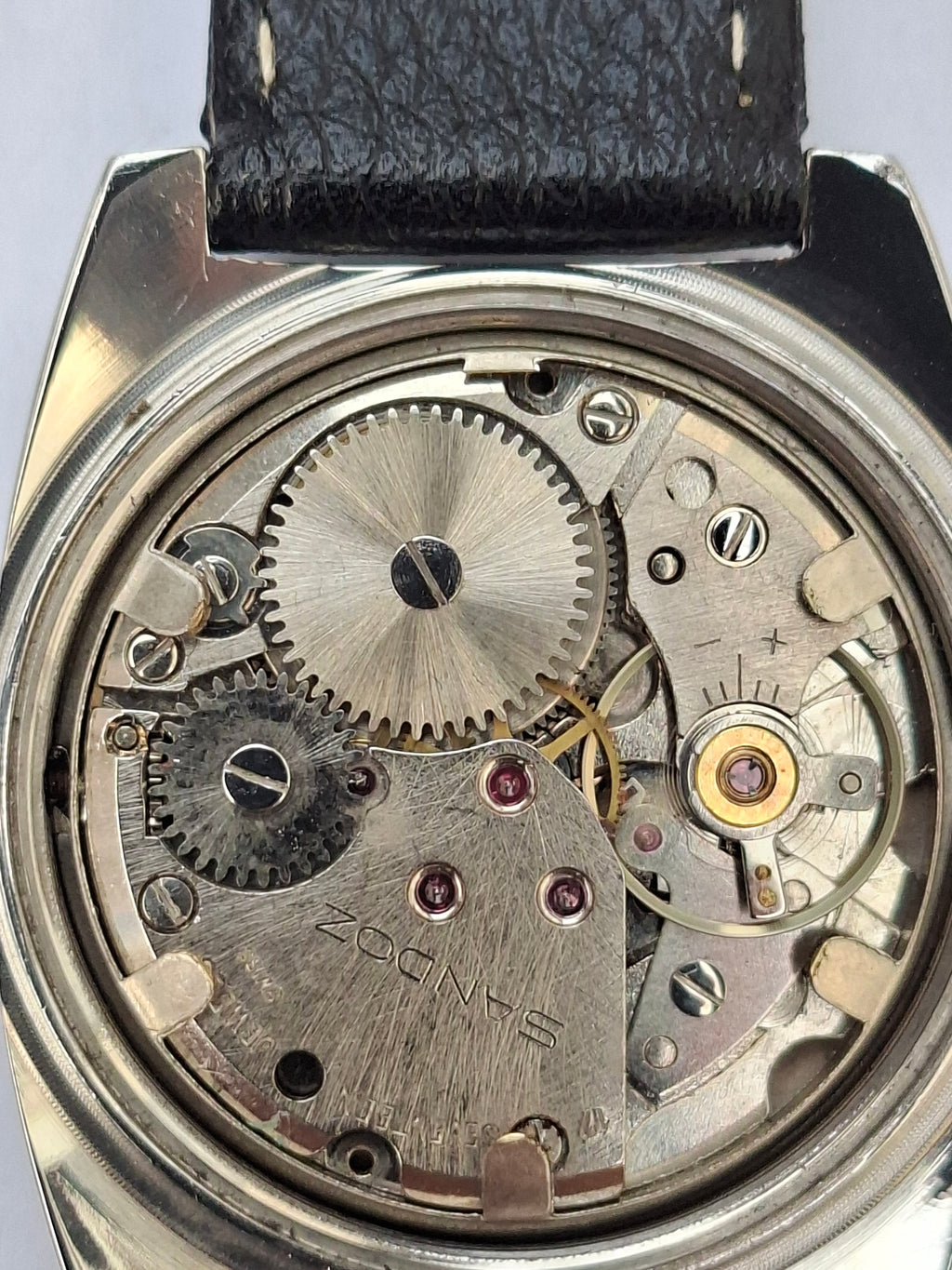 Vintage Henri Sandoz & Fils 17 Jewels Mechanical Swiss Watch 1970s All Stainless Steel