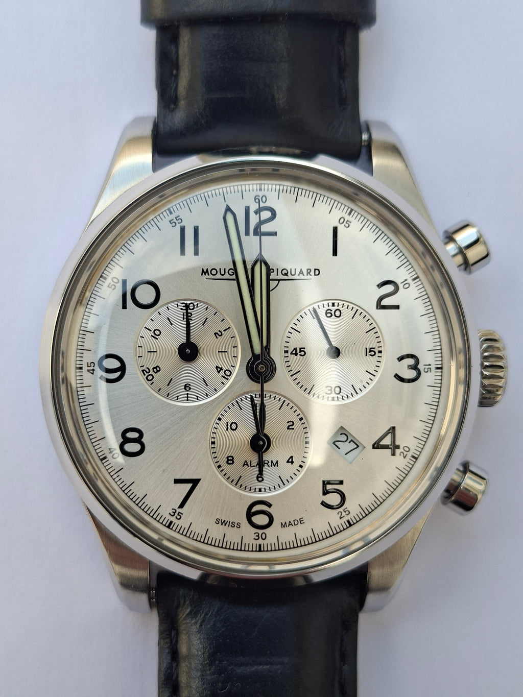 Mougin & Piquard for J.Crew Chronograph Watch Alarm Swiss Ronda 5130.D 40mm With Case