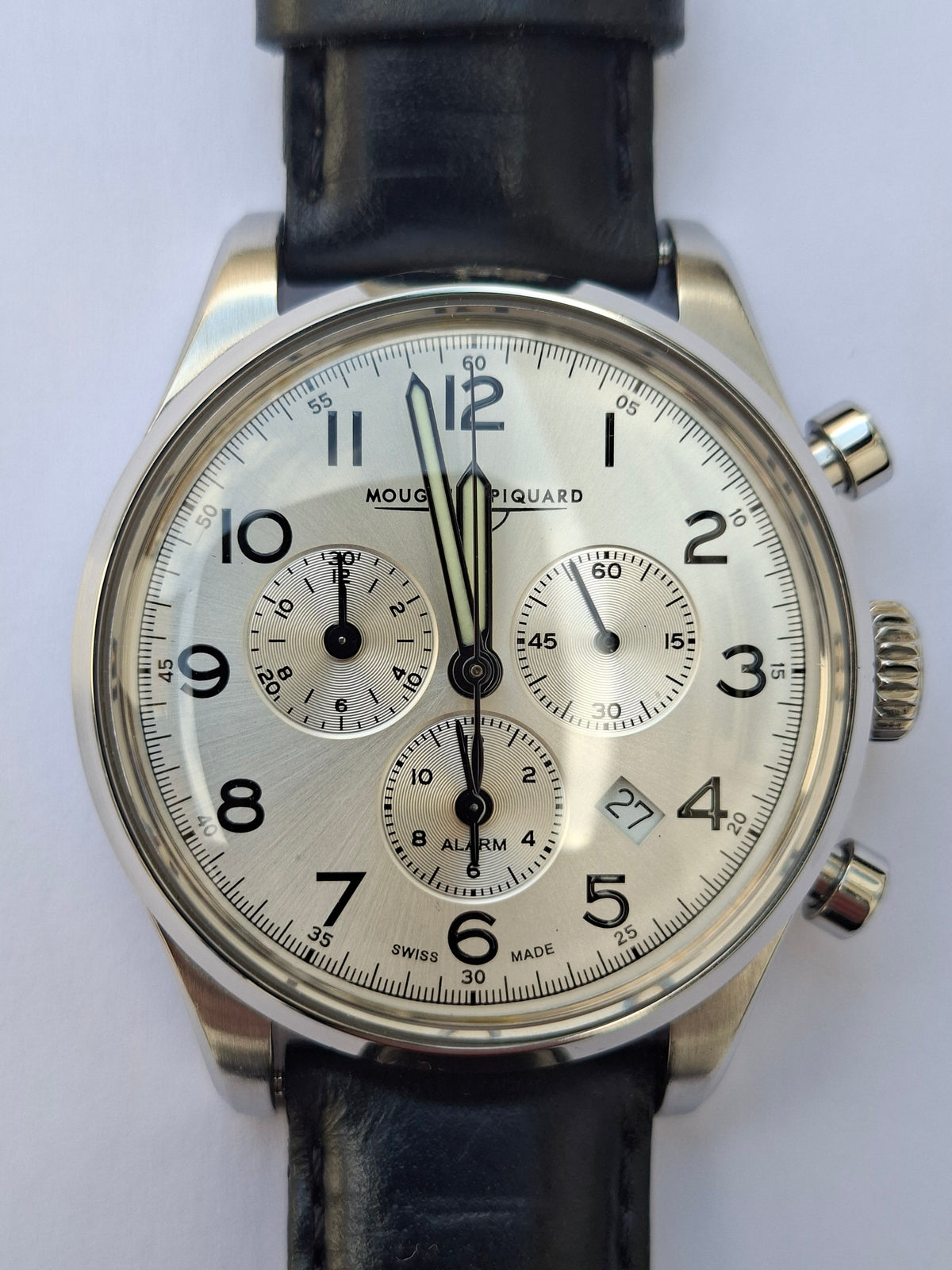 Mougin & Piquard for J.Crew Chronograph Watch Alarm Swiss Ronda 5130.D 40mm With Case
