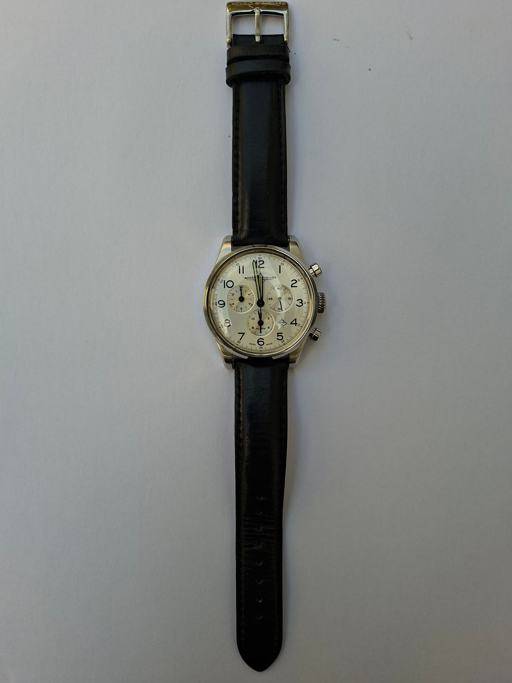 Mougin & Piquard for J.Crew Chronograph Watch Alarm Swiss Ronda 5130.D 40mm With Case