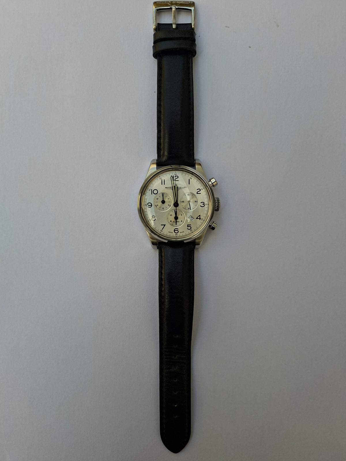 Mougin & Piquard for J.Crew Chronograph Watch Alarm Swiss Ronda 5130.D 40mm With Case